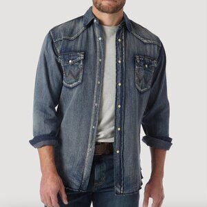 Wrangler Cowboy Cut Western Long Sleeve Pearl Snap